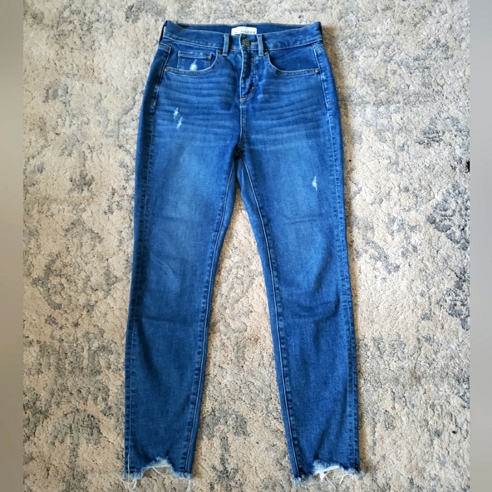 LOFT High Rise Skinny Jeans- Bright Mid Indigo Wash- Size 25 or 0